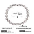 Stainless Steel Chain Bracelet with Heart-Shaped Zirconia and Gold Color Plating
