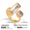 Square White Zirconia Ring Stainless Steel Open Rings
