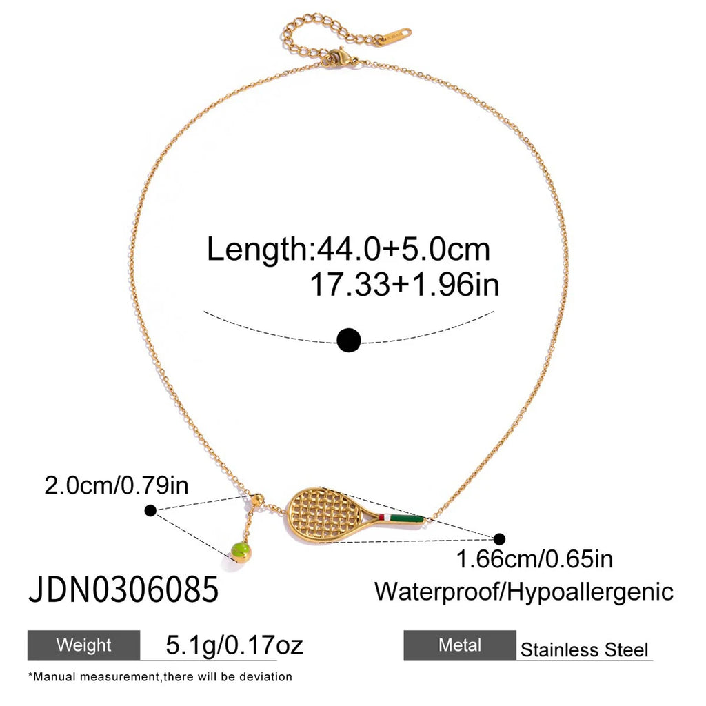 Tennis Racket Pendant Necklace Bracelet And Necklace Set