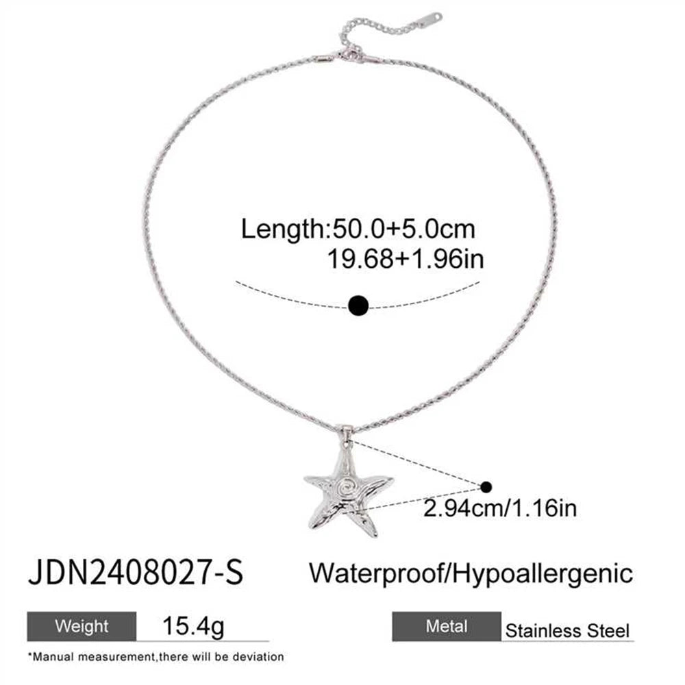 Spiral Starfish Pendant Twisted Chain Necklace