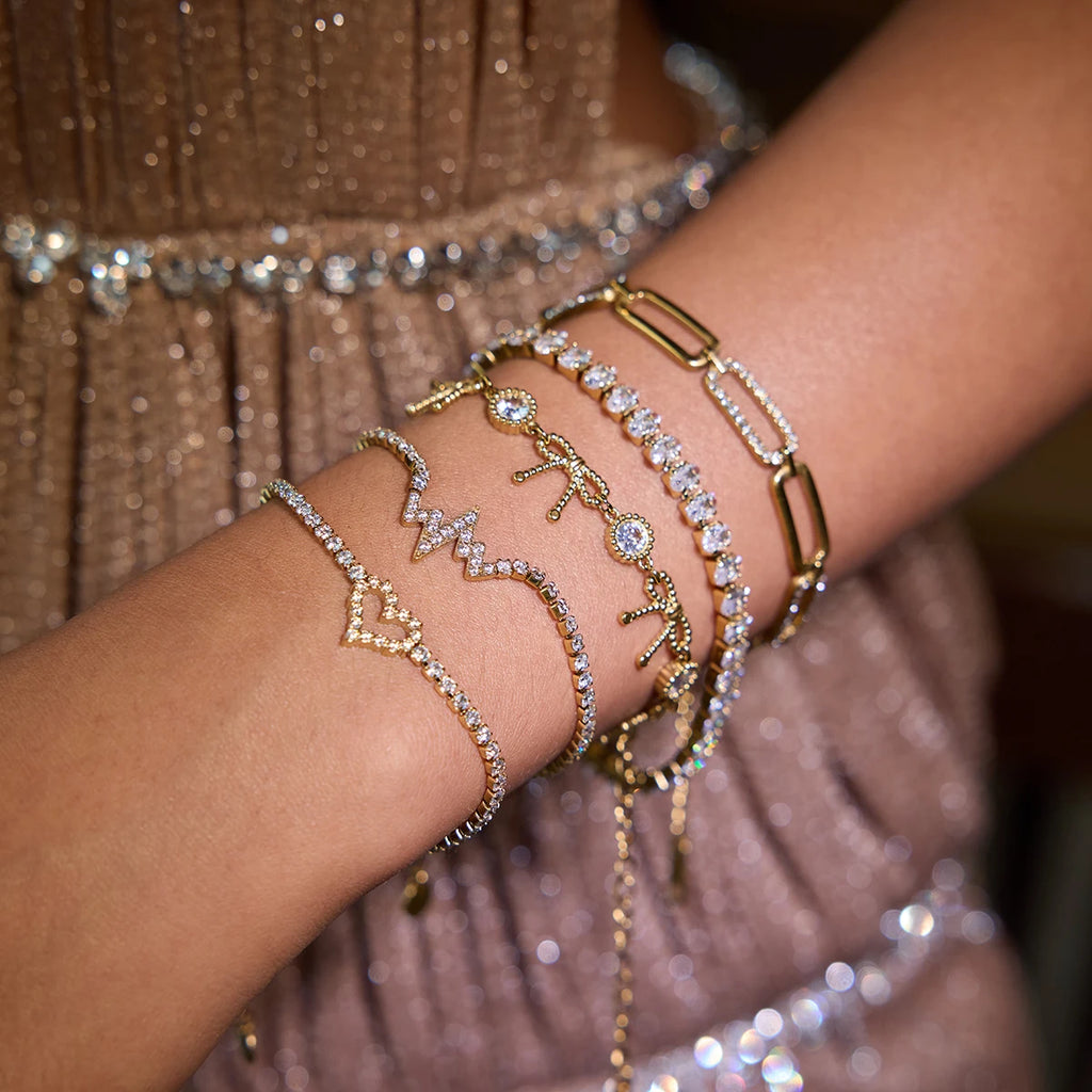Full Zirconia Setting  Strap Buckle Tennis Chain Bracelet