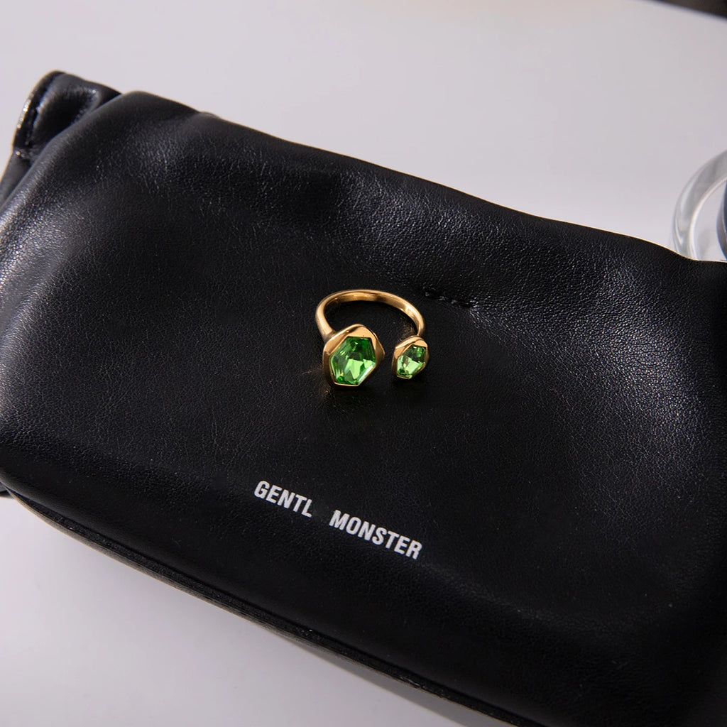 Green Zirconium Geometric Asymmetrical Open Ring