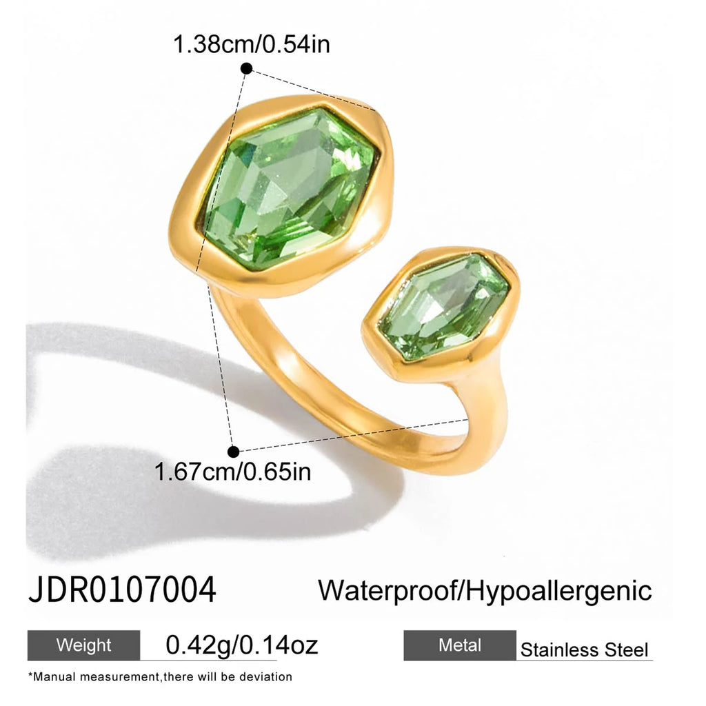 Green Zirconium Geometric Asymmetrical Open Ring