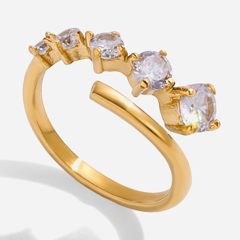 Round White Zirconia Line Rings