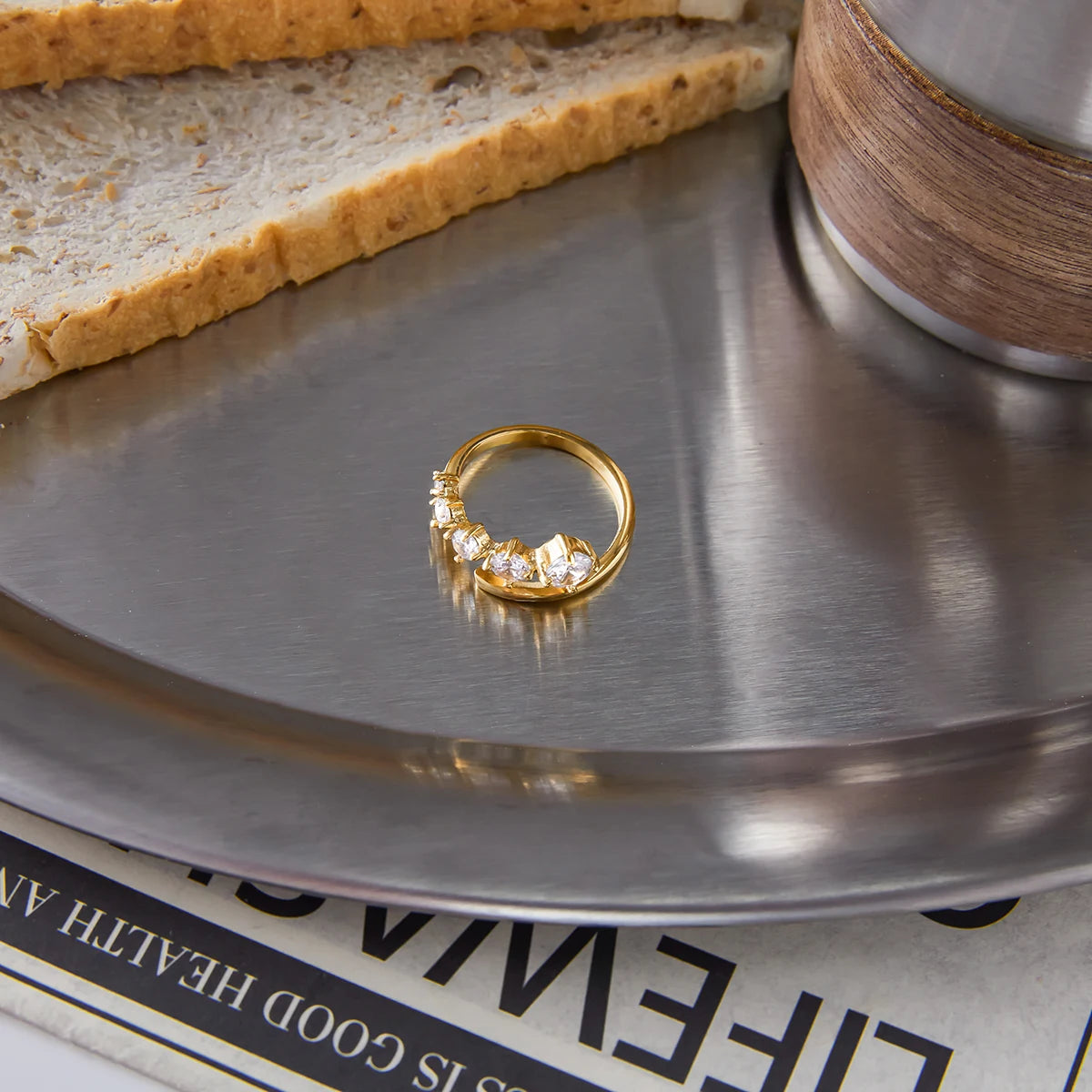 Round White Zirconia Line Rings