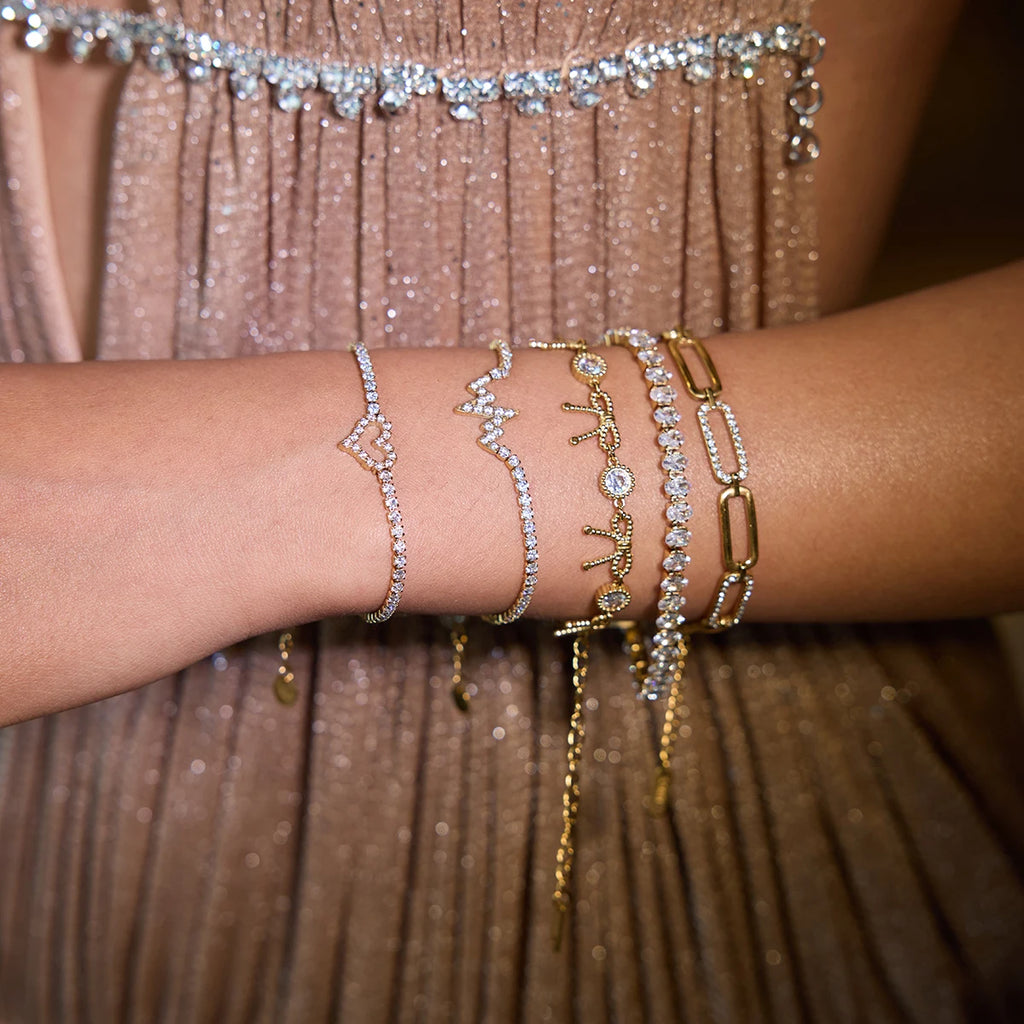 Full Zirconia Setting  Strap Buckle Tennis Chain Bracelet