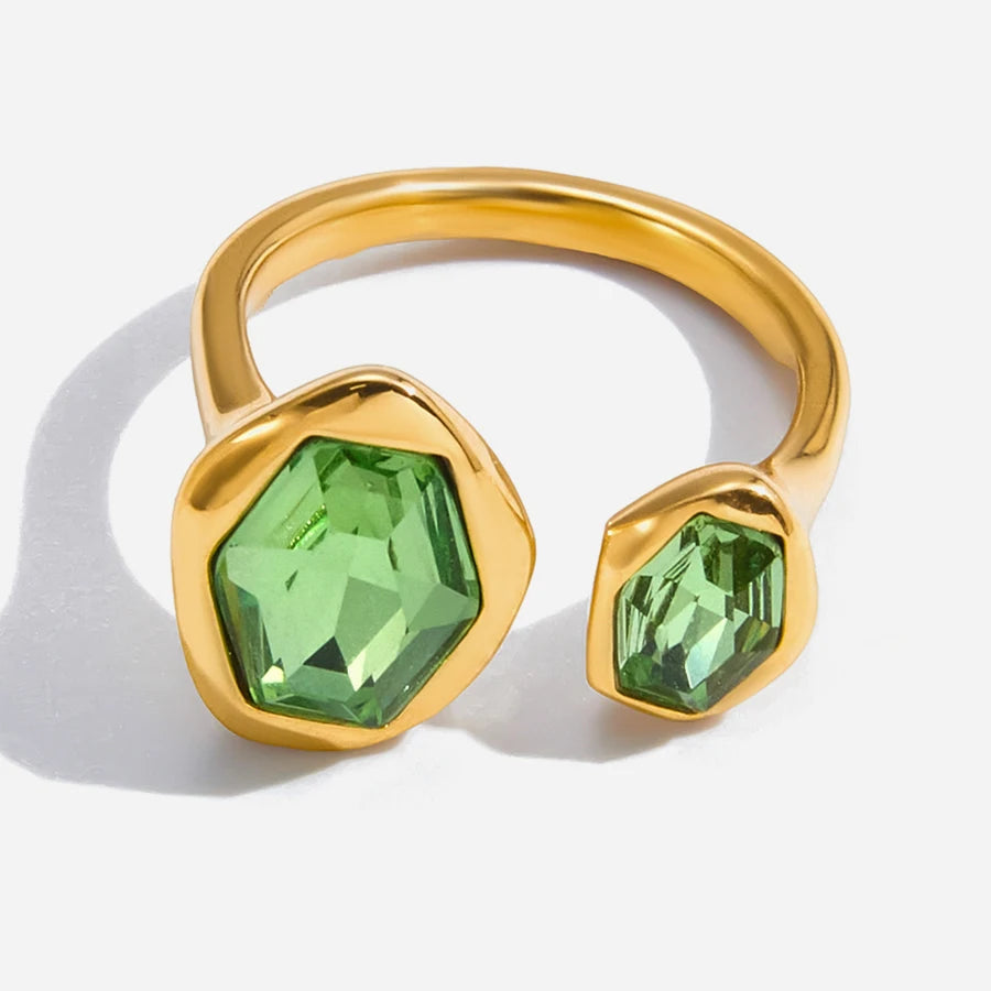 Green Zirconium Geometric Asymmetrical Open Ring