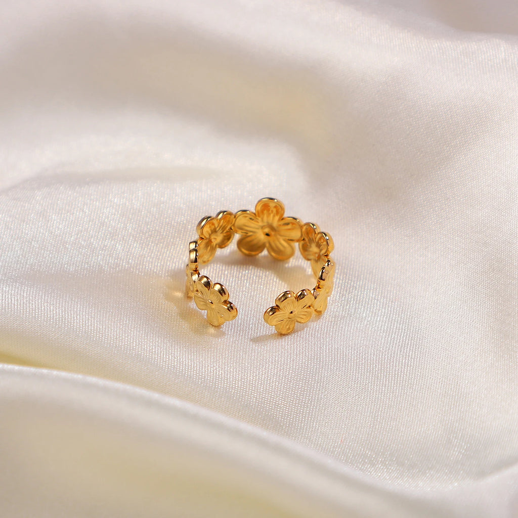 Stainless Steel Flower Adjustable Rings