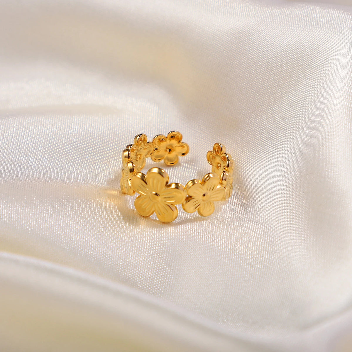 Stainless Steel Flower Adjustable Rings