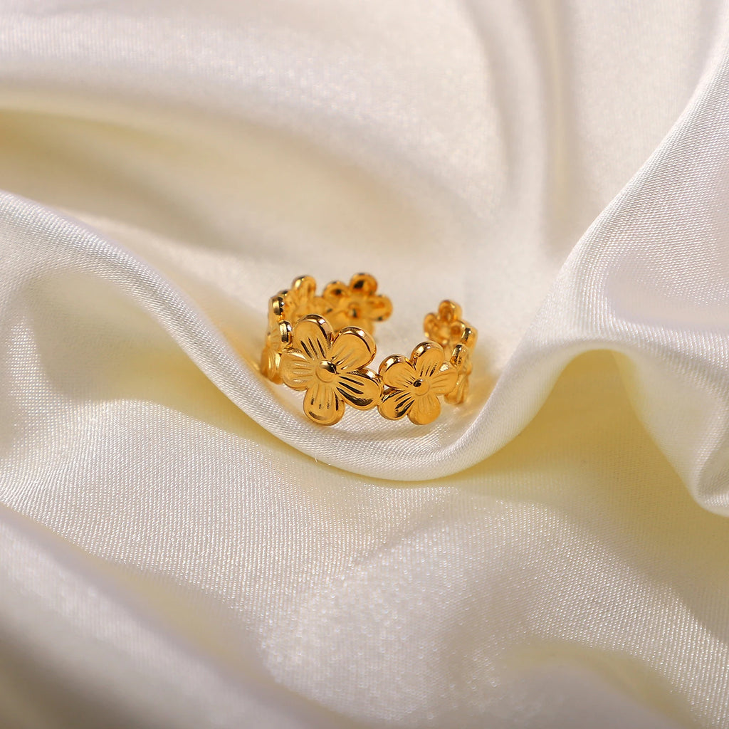 Stainless Steel Flower Adjustable Rings