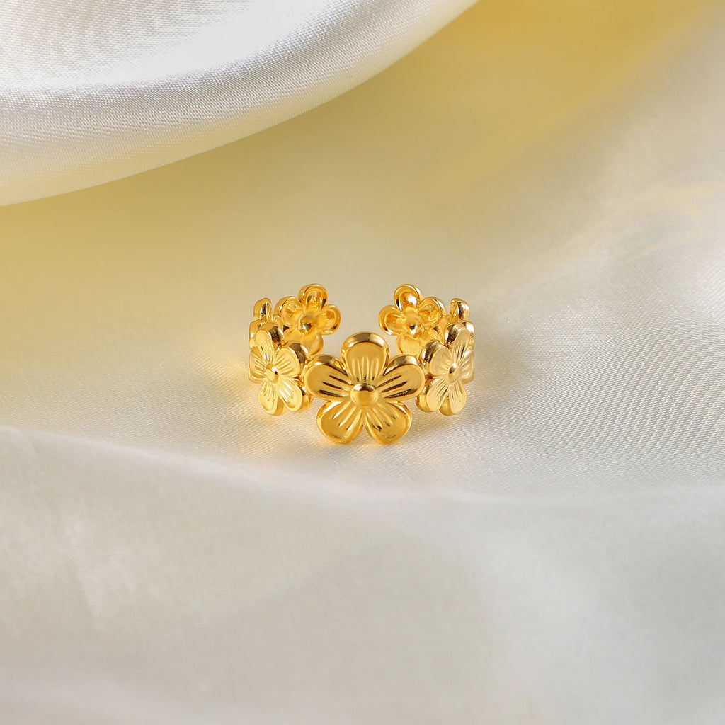 Stainless Steel Flower Adjustable Rings