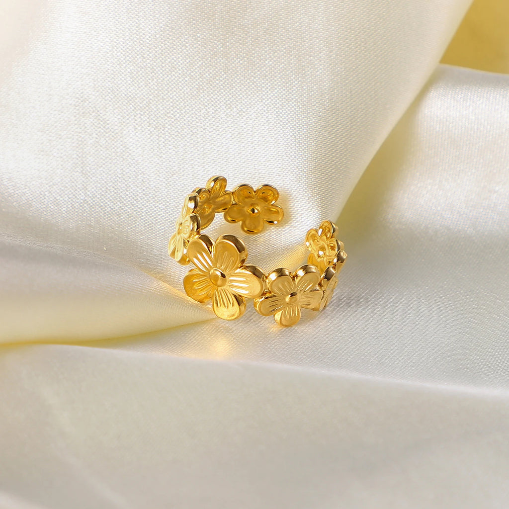 Stainless Steel Flower Adjustable Rings