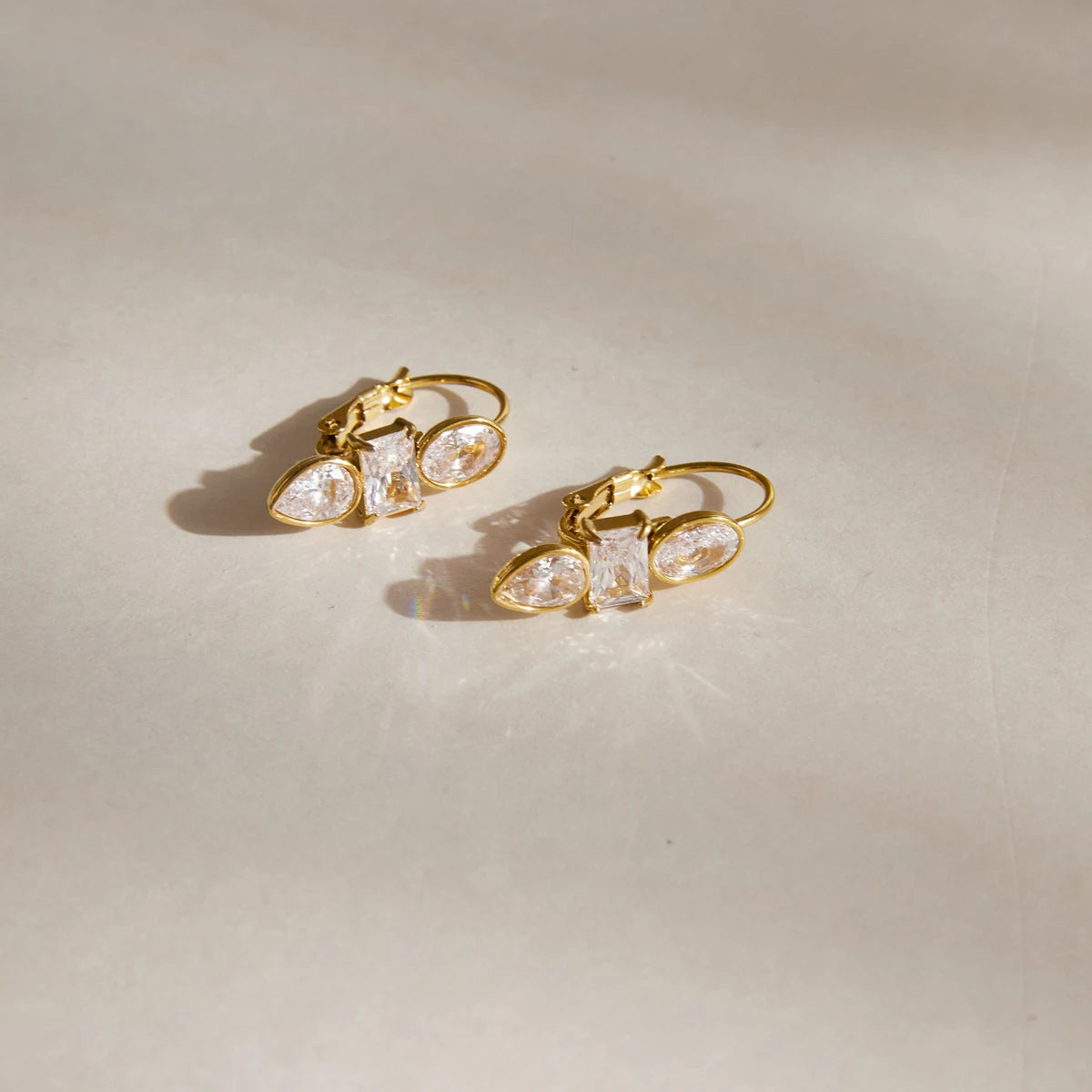 Trendy Geometric Zircon Hoop Earring