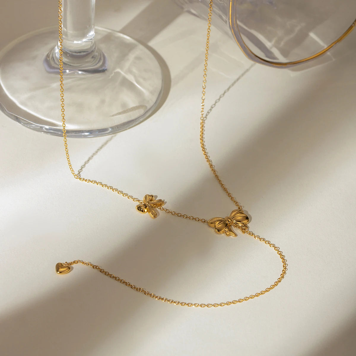 Bowknot Love Heart Pendant Necklace