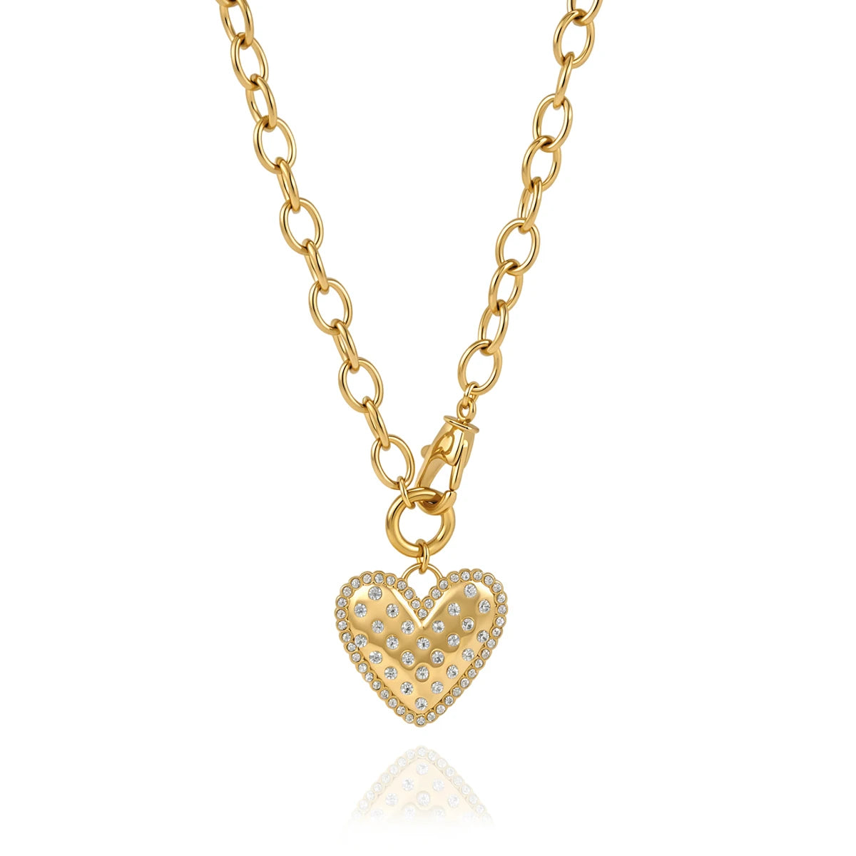 Romantic Zircon Heart Pendant Necklace