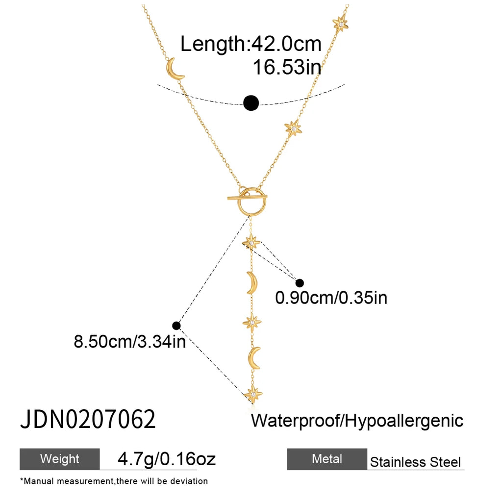 Star Round Zircon Y Shape Necklace
