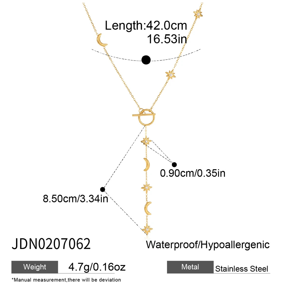 Star Round Zircon Y Shape Necklace