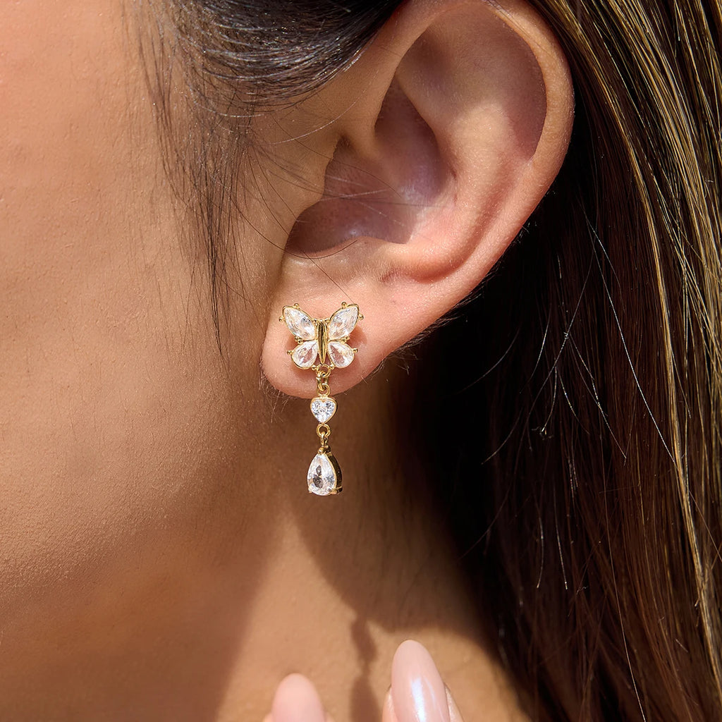 Delicate Zircon Butterfly Heart Water Drop Earrings
