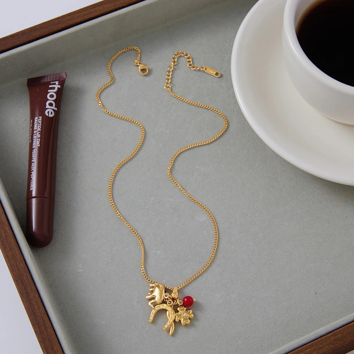 Horseshoe Elephant Evil Eye Pendant Necklace