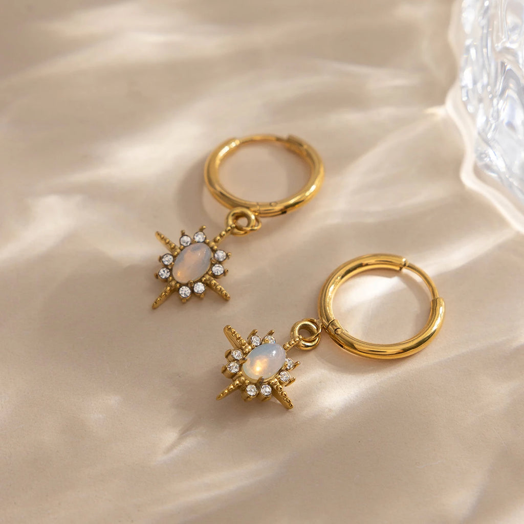 Elegant Opal Stone Drop Earrings