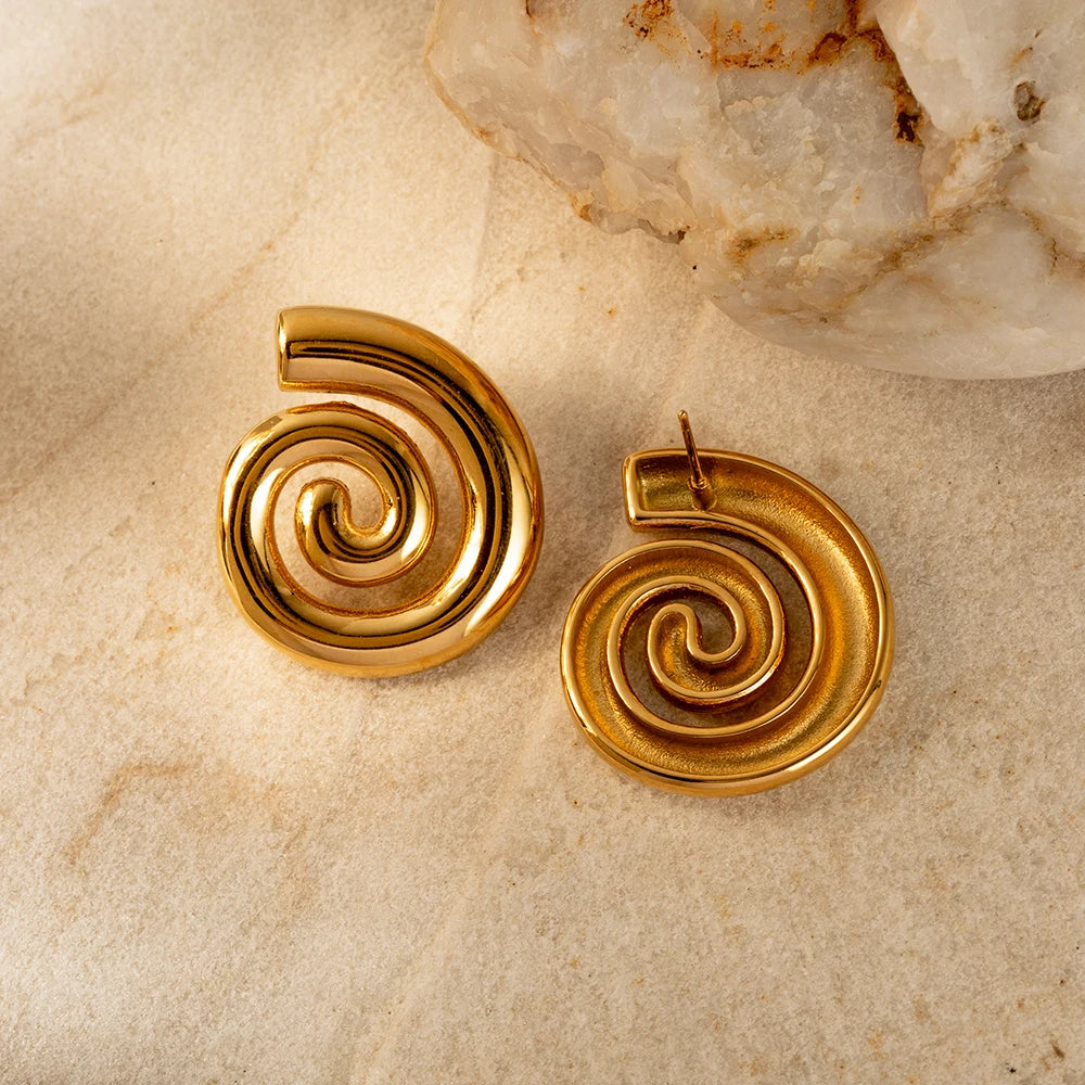 Glossy Spiral Hollow Hoop Earrings