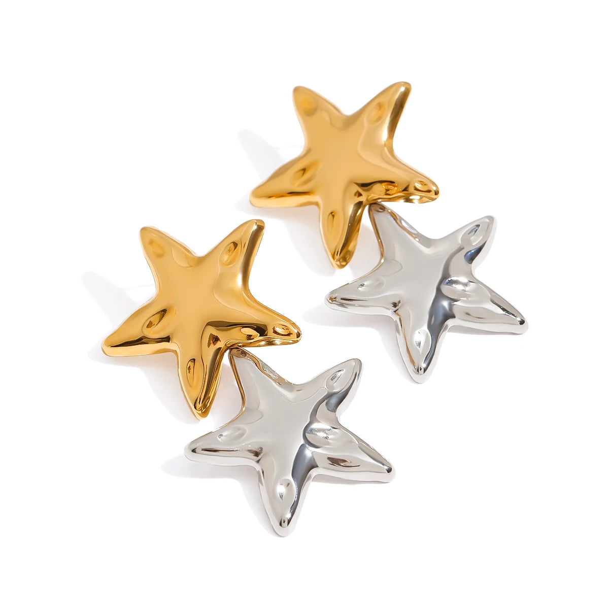 Double Layers Pentagram Earrings