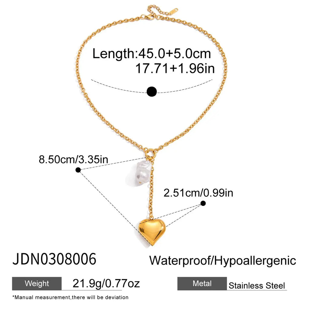 Y Shape Chain Heart Pendant Necklace