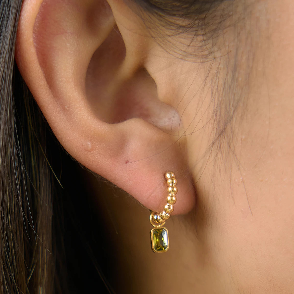 Chic Green Zircon Pendant Earring