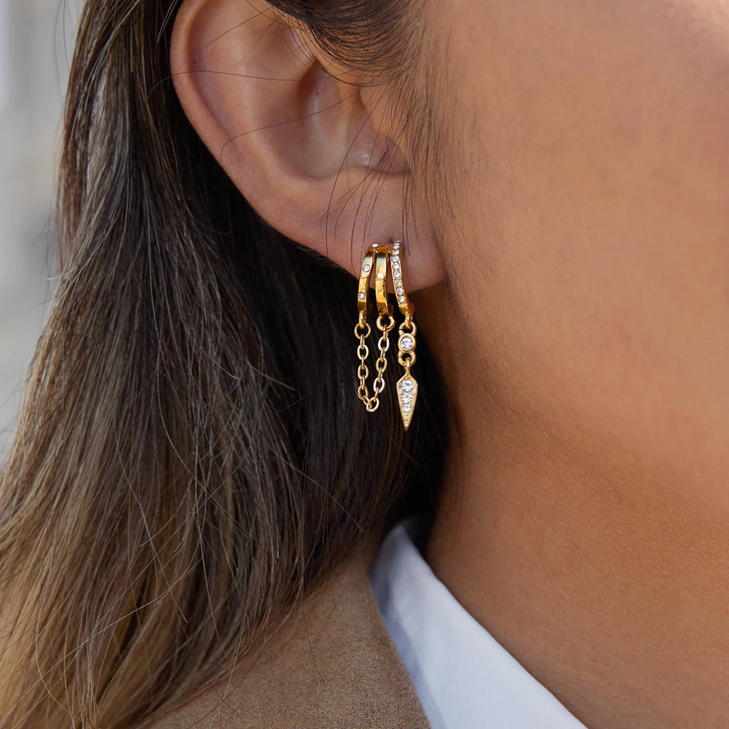 Crystal C Shape Stud Earrings