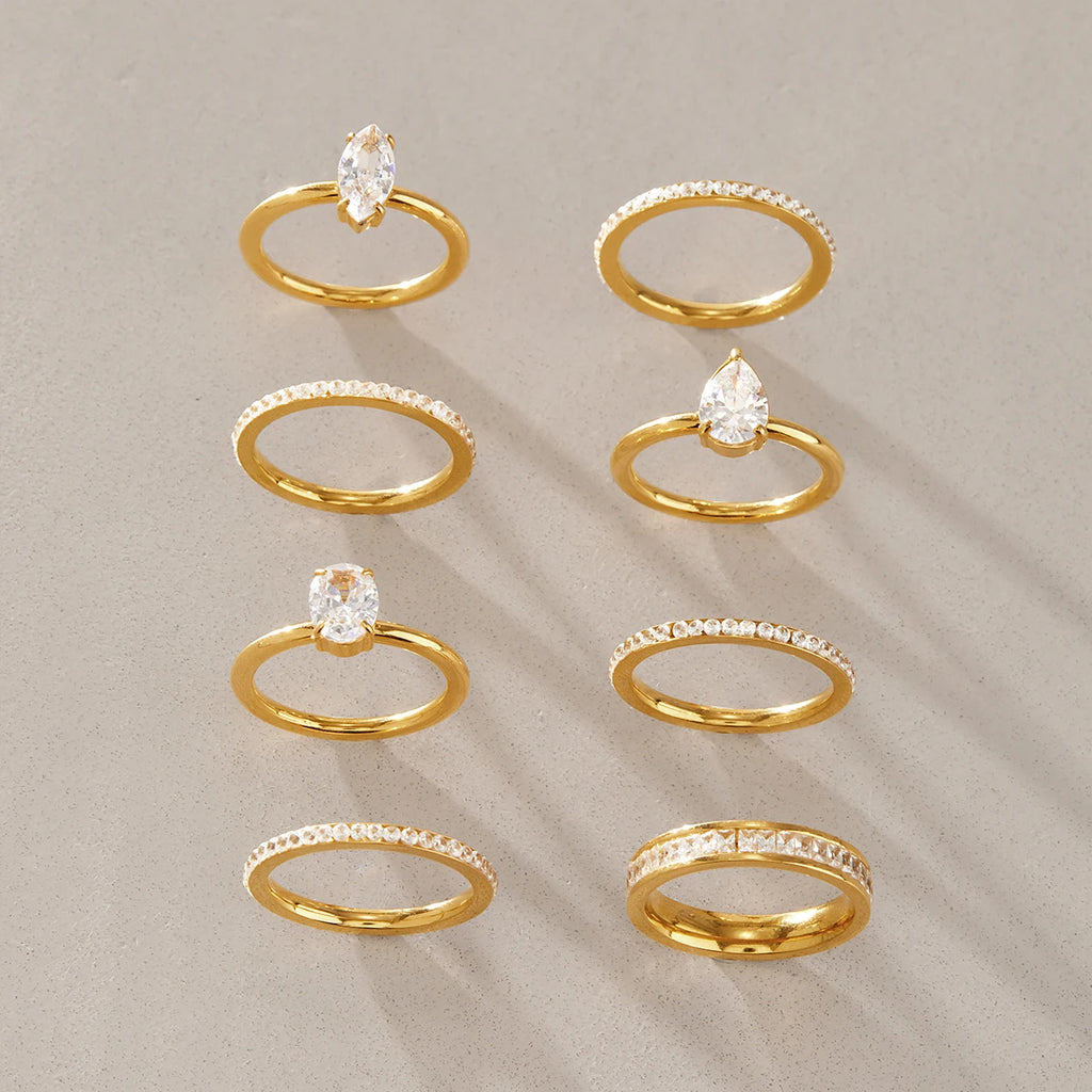 Exquisite Geometric Zircon Wedding Ring