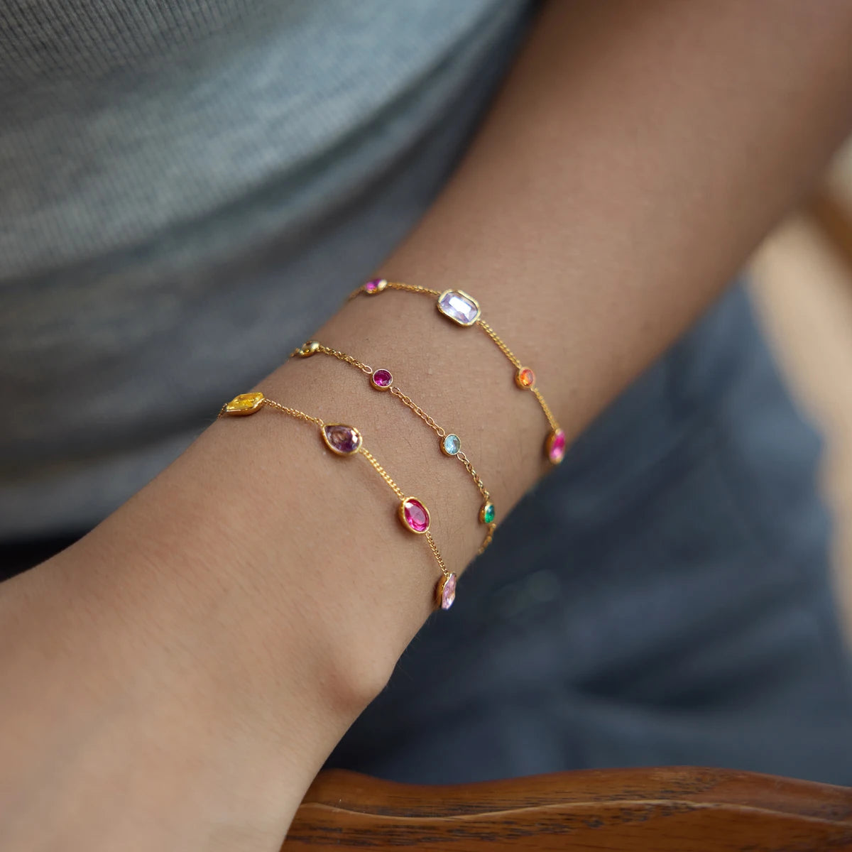 Classic Colorful Zircon Geometric Bracelet