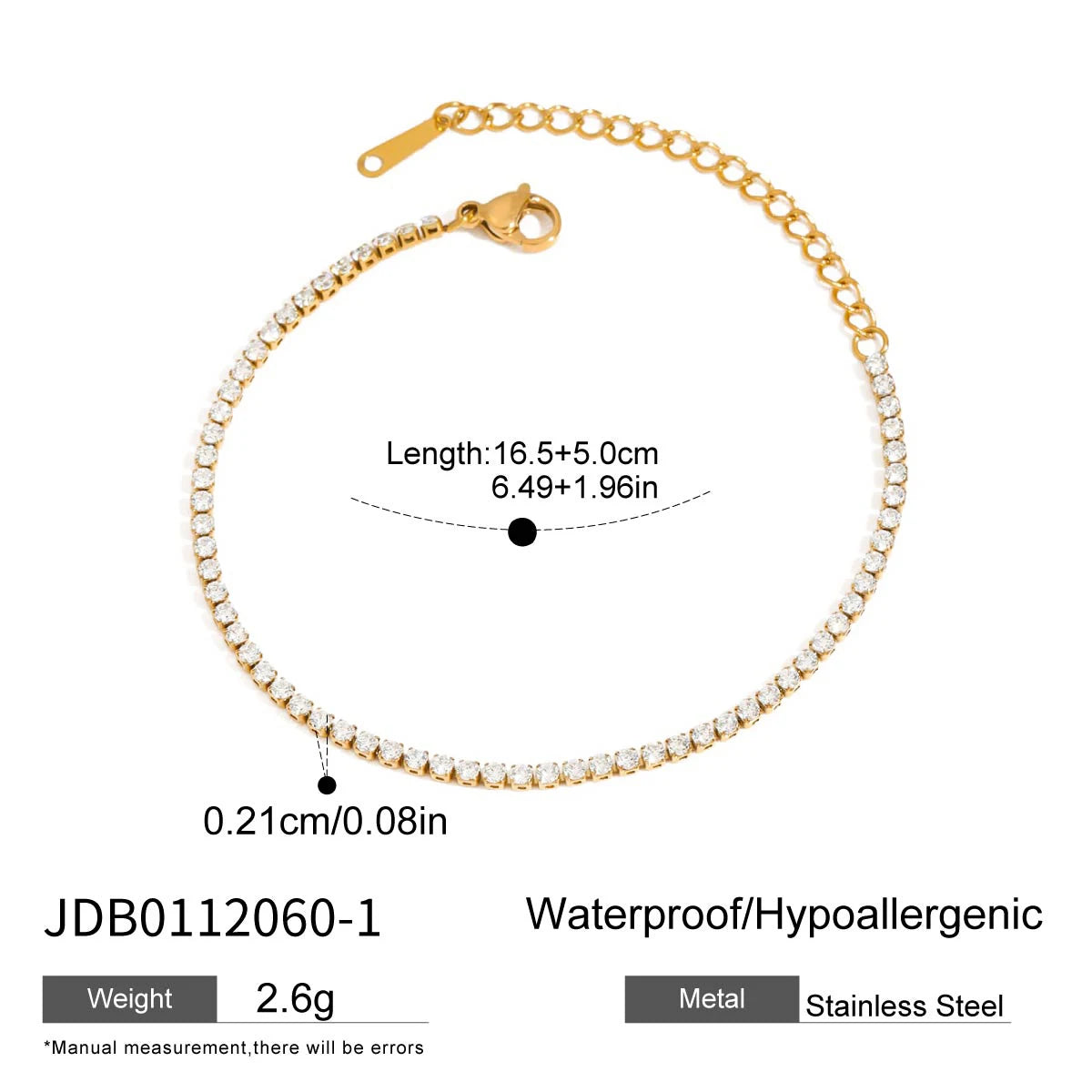 Geometric Rhinestone Tennis Chain Bracelet