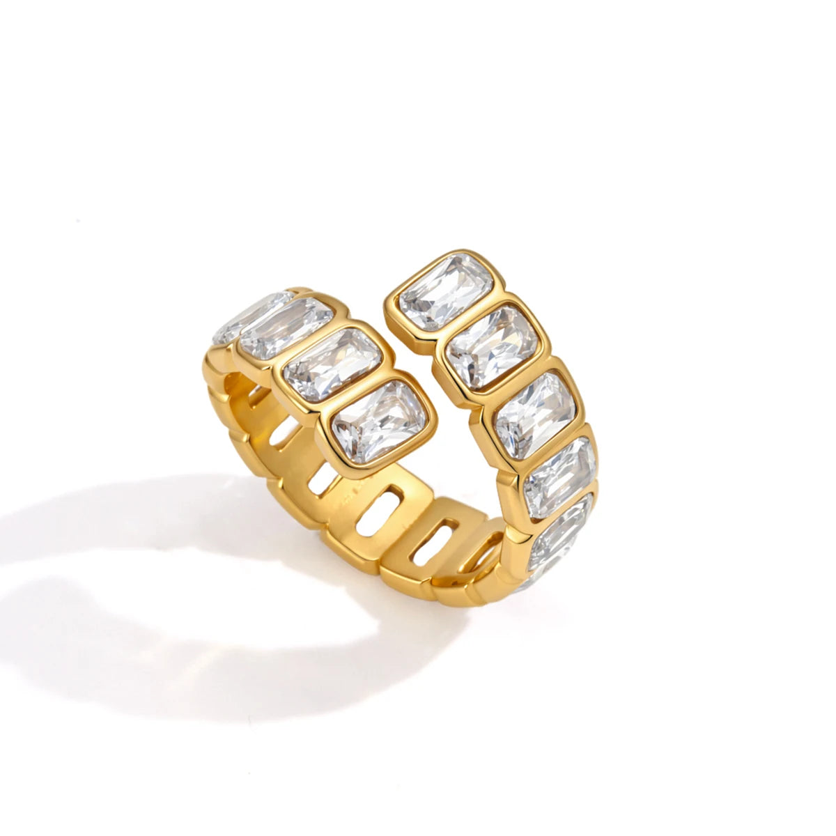 Luxury Full Rectangle Zircon Open Rings