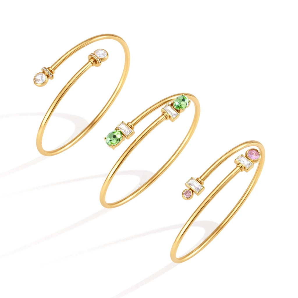 Trendy Round Zircon Cuff Bracelet