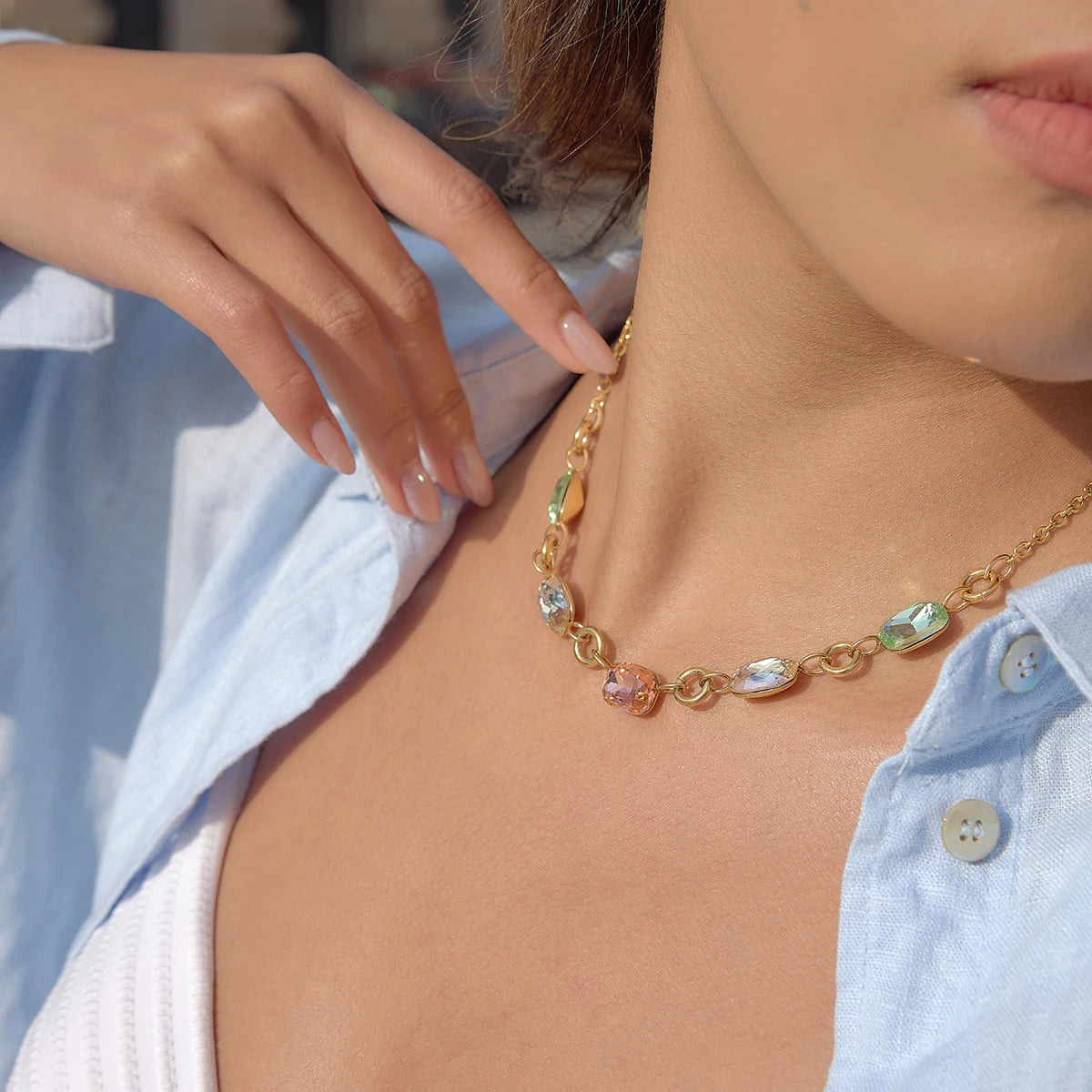 Multicolor Crystal Pendant Necklace