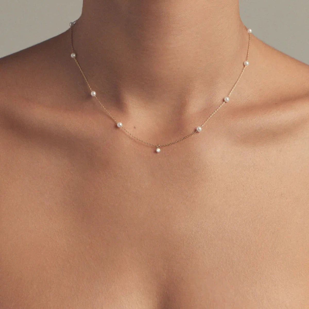Exquisite Stainless Steel Pearl Zircon Necklace
