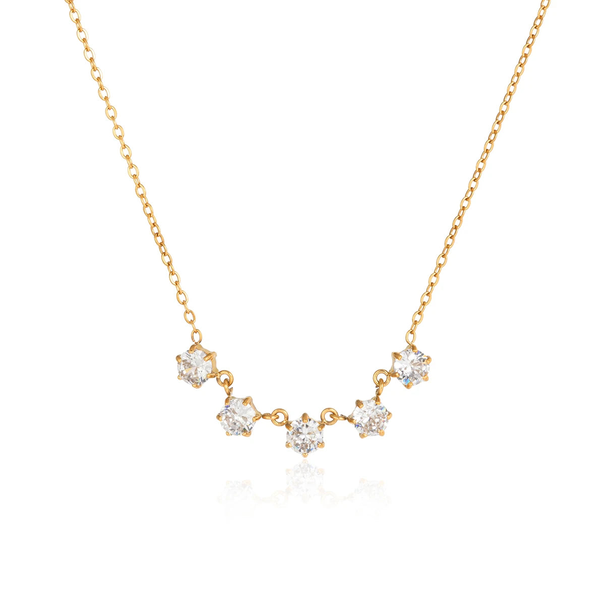 Delicate Round Zircon Pendant Necklace