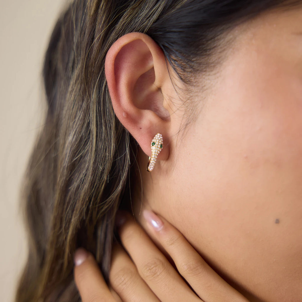 Snake Zircon Hoop Earrings