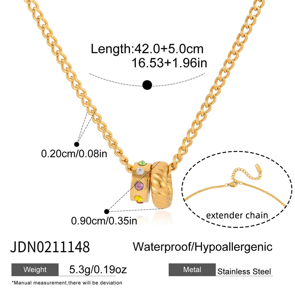 Colorful Crystal Circle Pendant Necklace