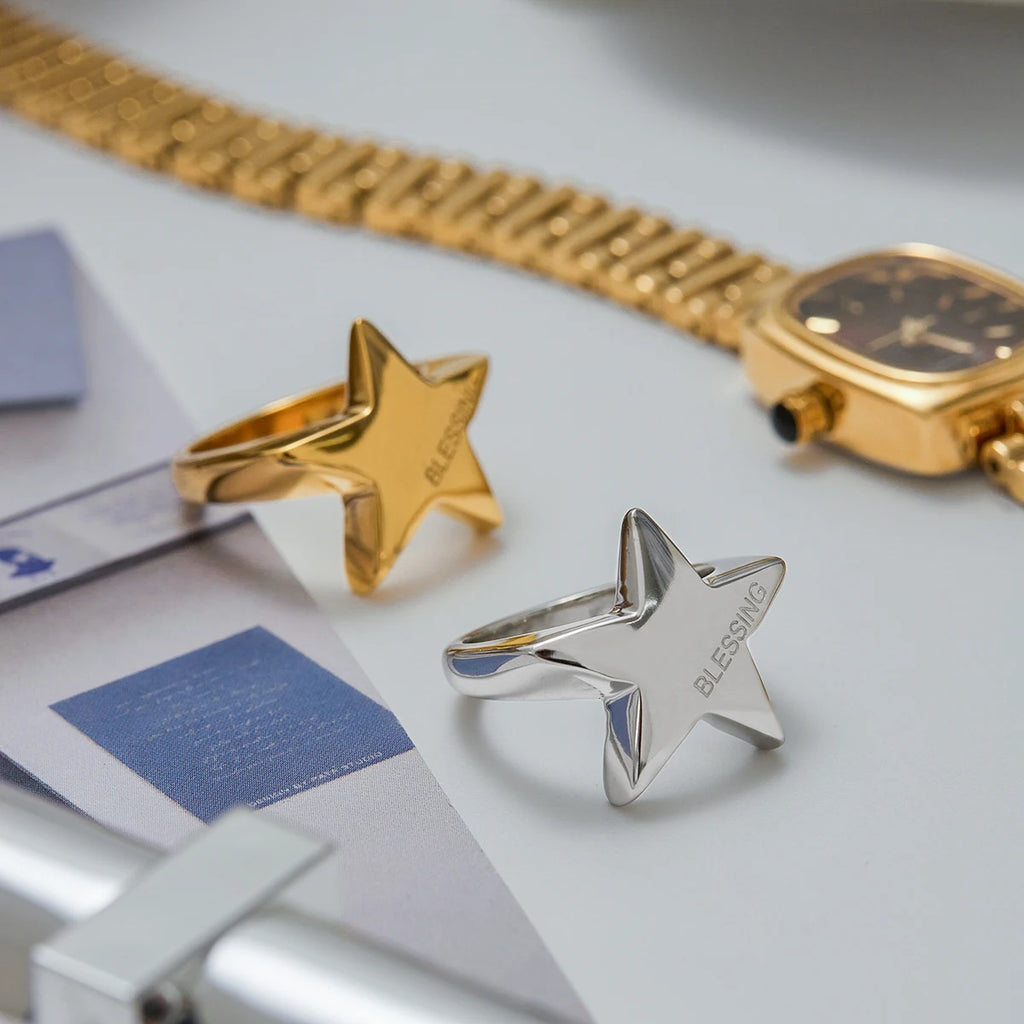 Versatile Stainless Steel Metal Star Rings