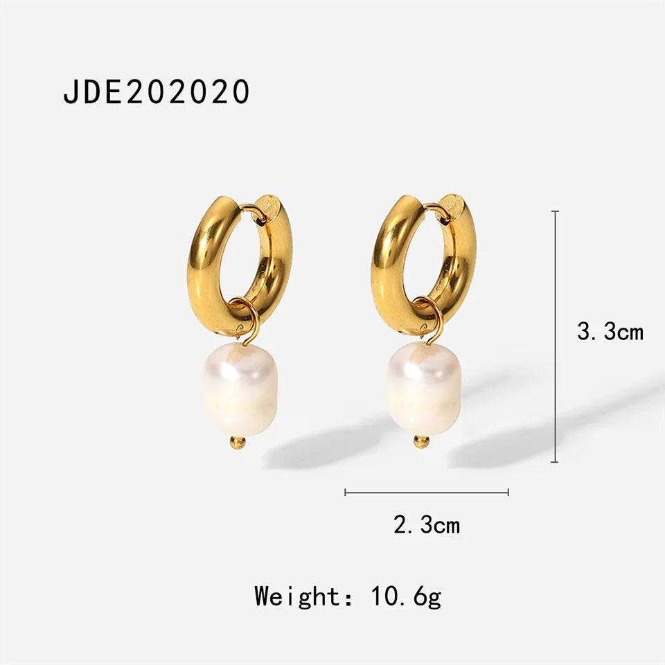 Stainless Steel Gold Plated Earrings Pearl Pendants Women's Earrings Trend Simple Pendant Earrings Party Jewelry 2022