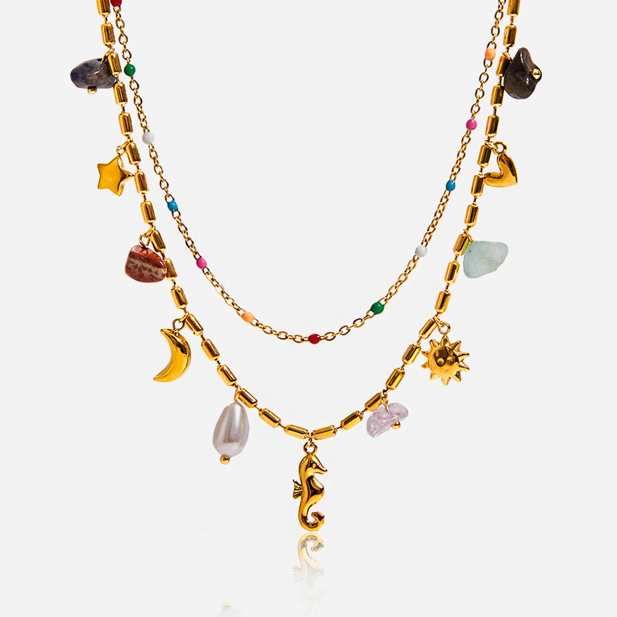 Double Layers Oil Drip Necklace
