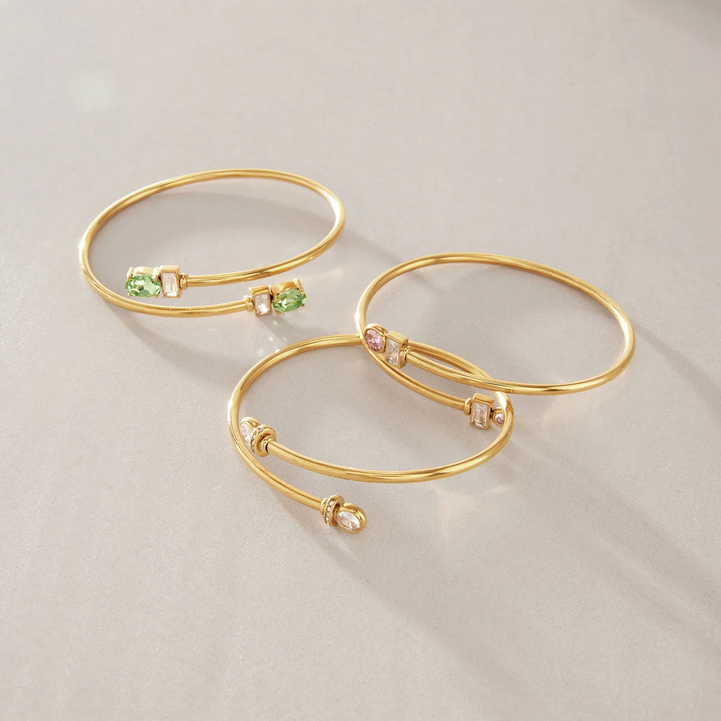 Trendy Round Zircon Cuff Bracelet