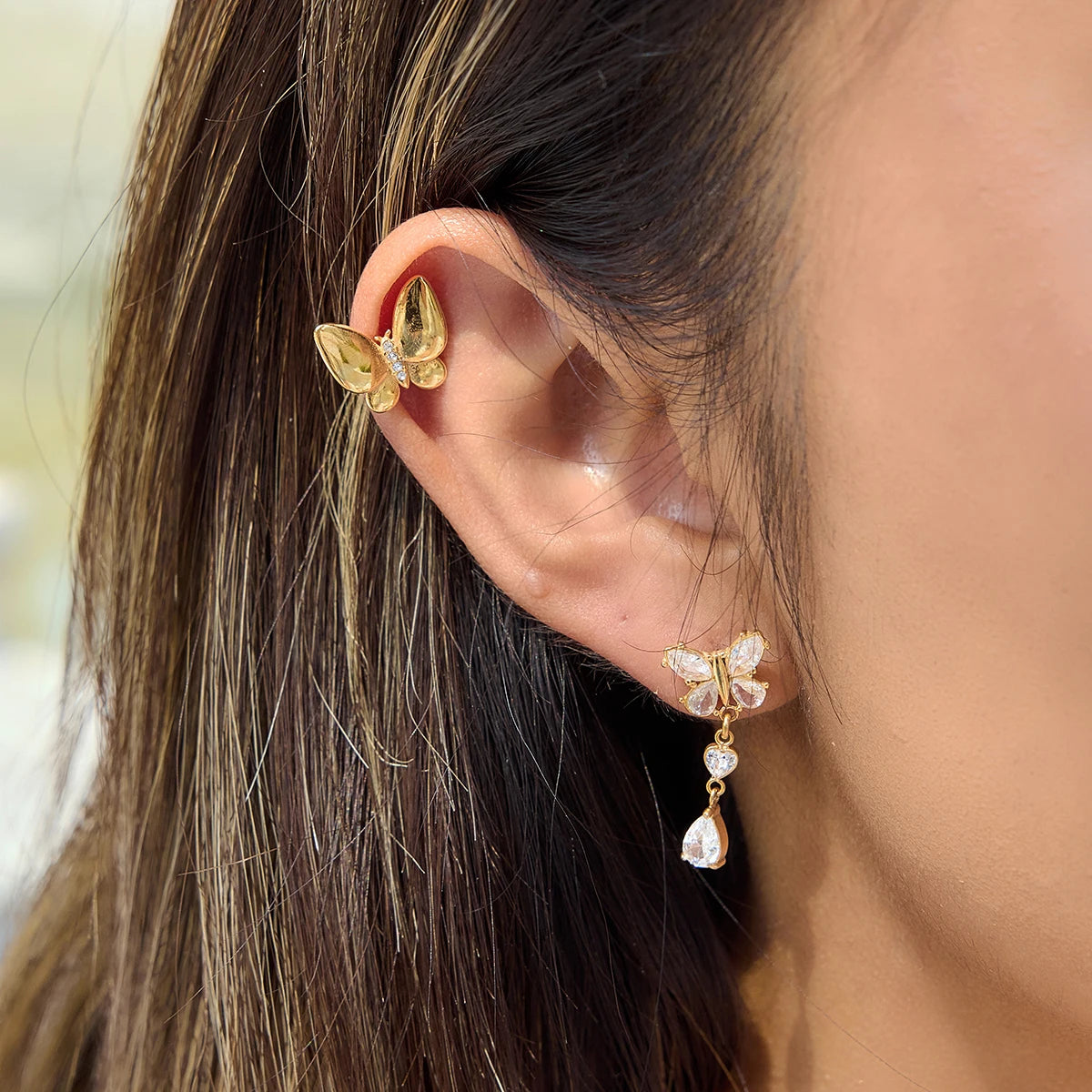 Delicate Zircon Butterfly Heart Water Drop Earrings