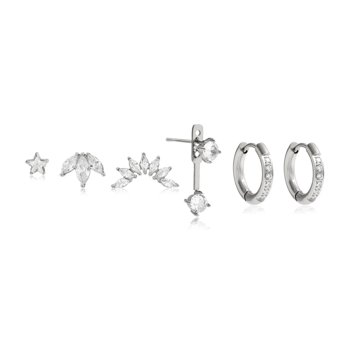 6 Pcs/Set Delicate Geometric Zircon Earrings
