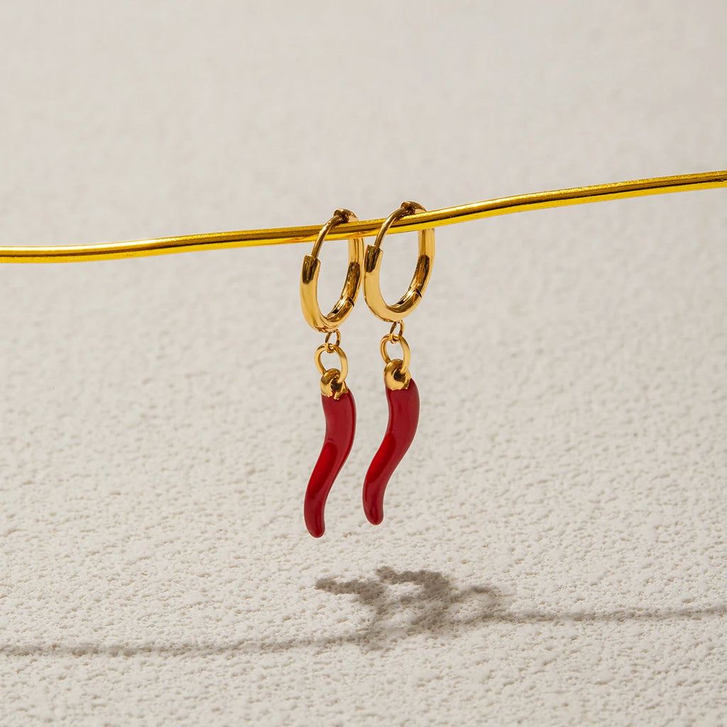 Oil-Dripping Chili Pepper Dangle Earrings