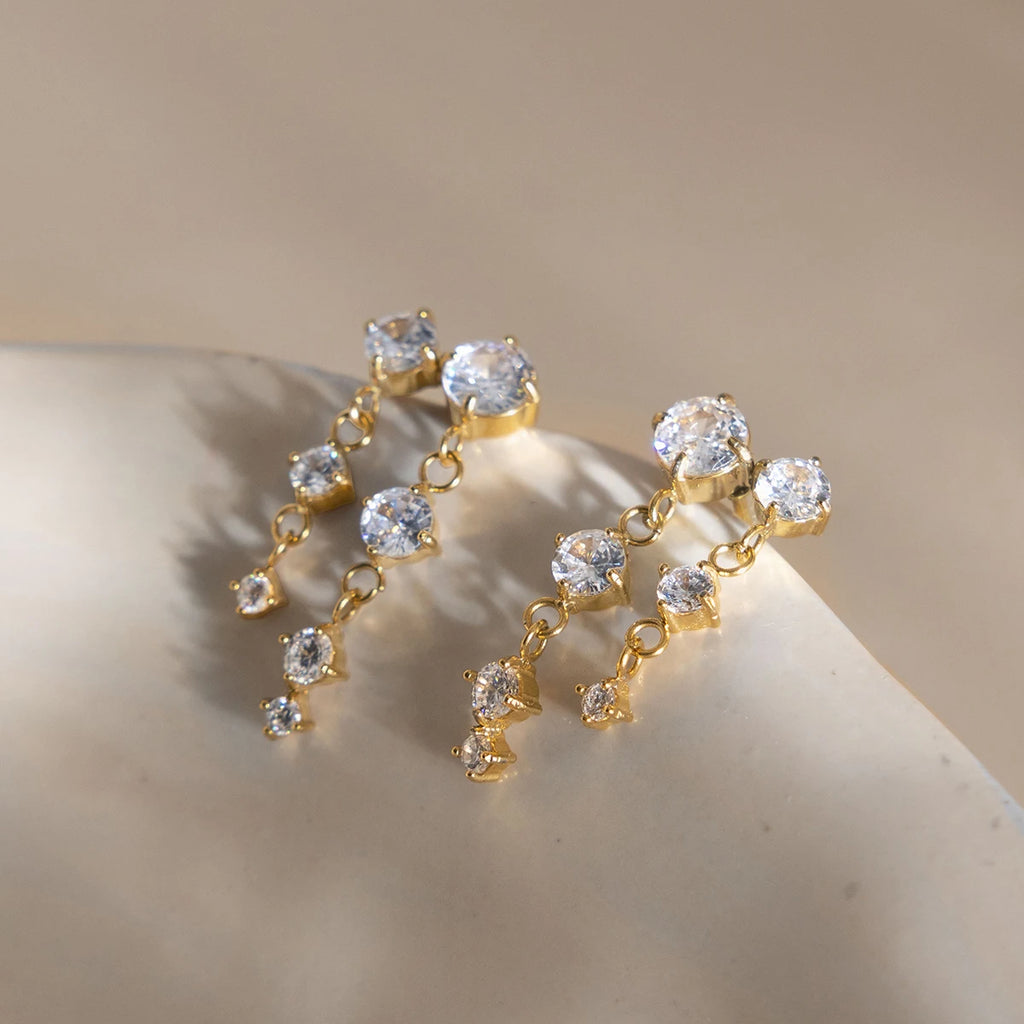 Classic Round Zircon Tassel Earrings