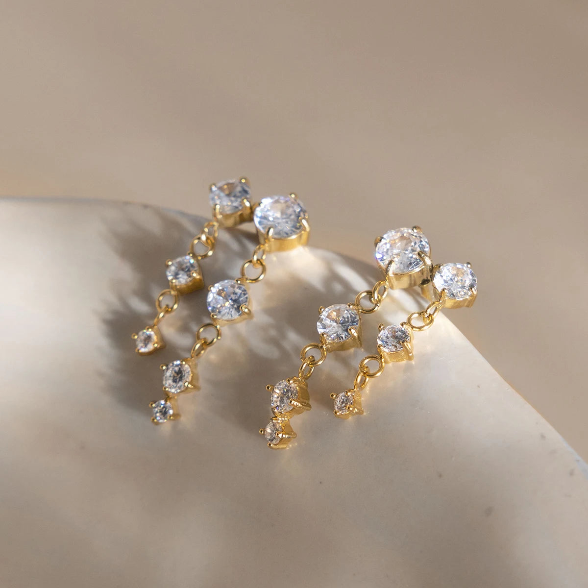 Classic Round Zircon Tassel Earrings