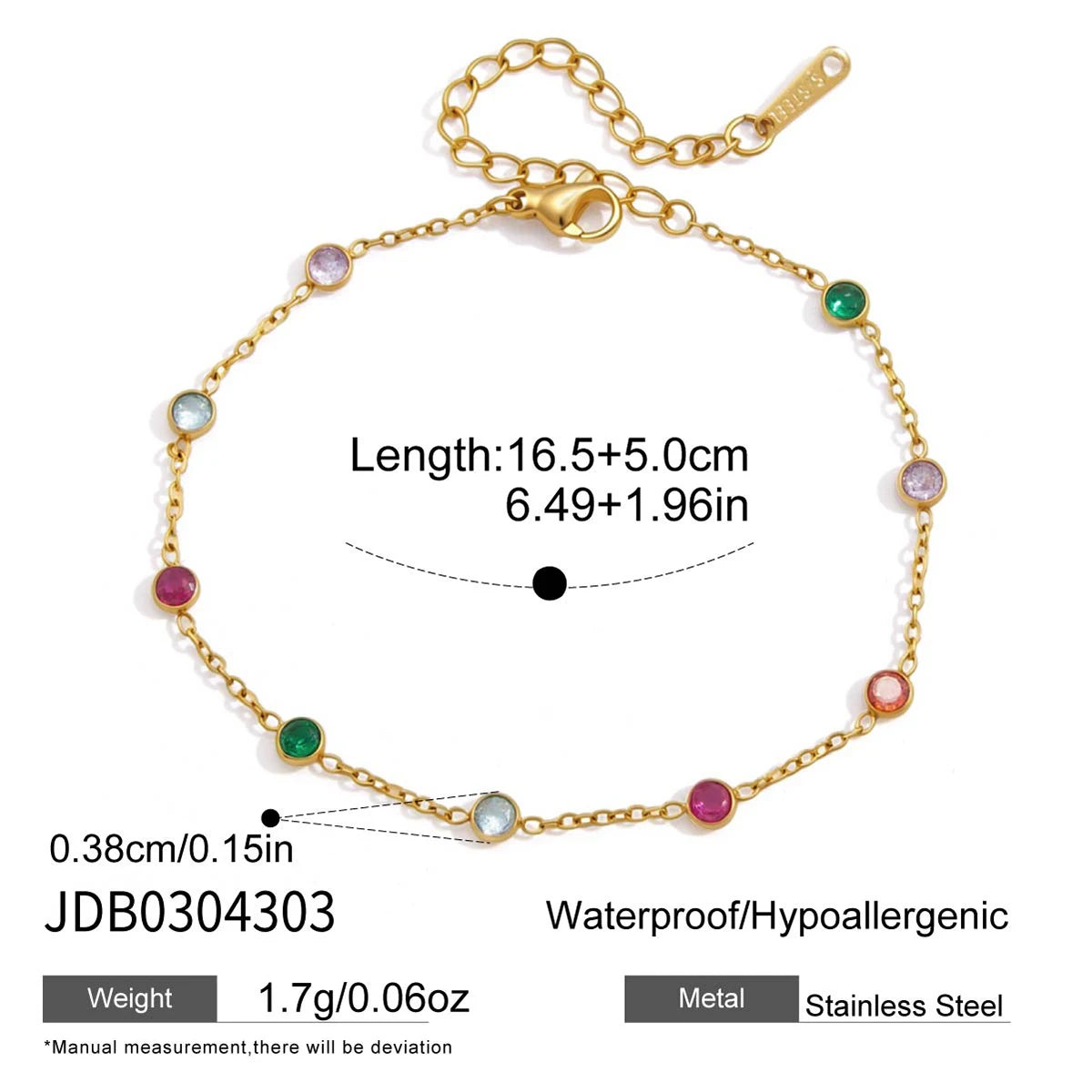 Classic Colorful Zircon Geometric Bracelet