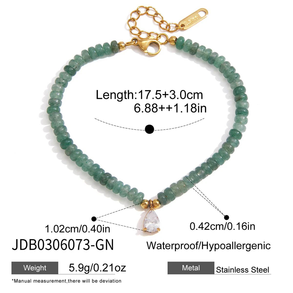 Chic Colored Natural Stone Zircon Pendant Bracelet